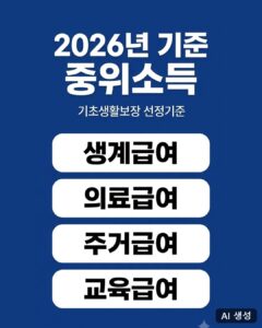 2026년 기준 중위소득과 기초생활보장 선정기준 요약 카드