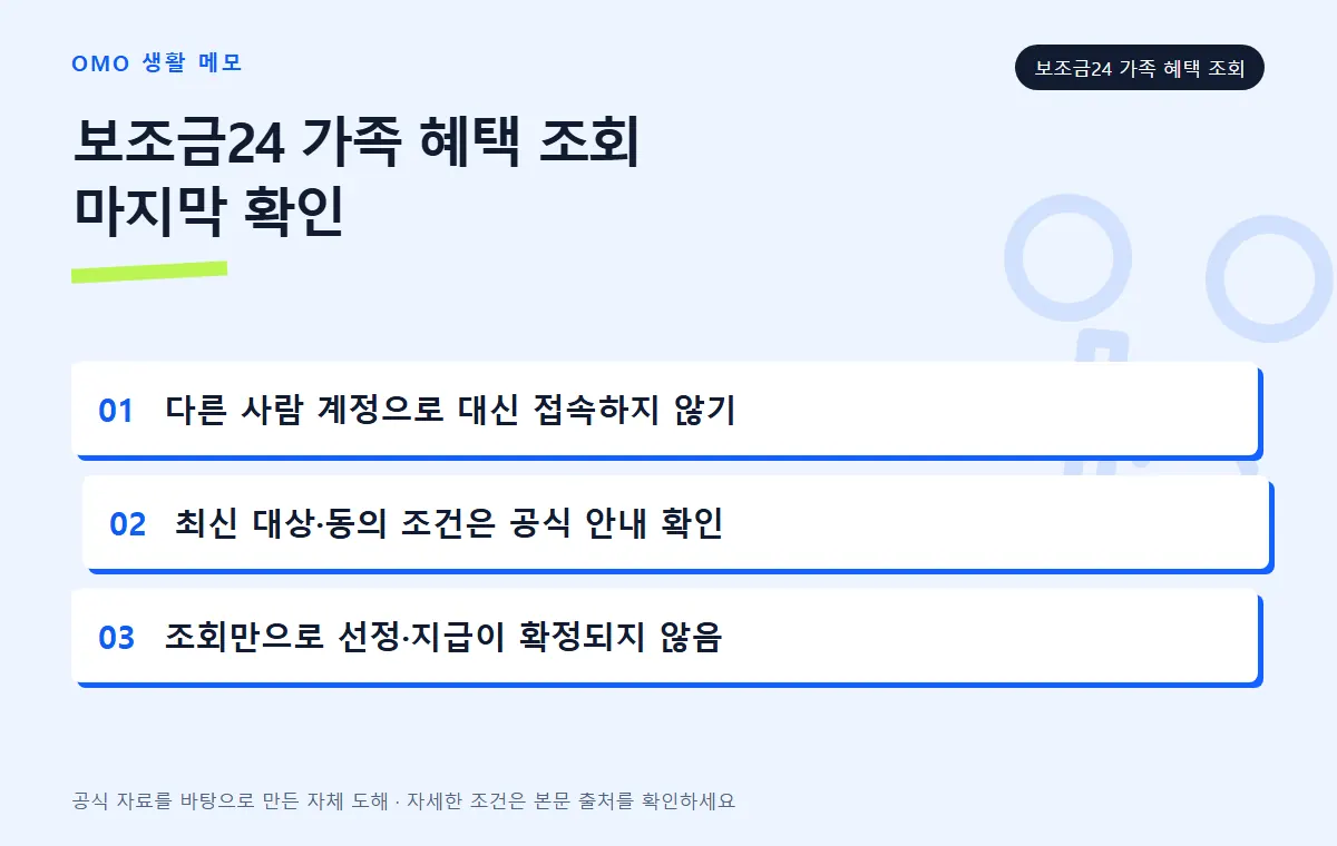 보조금24 가족 혜택 조회 점검표