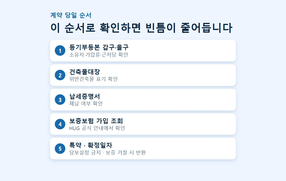 계약 당일 확인 순서 5단계