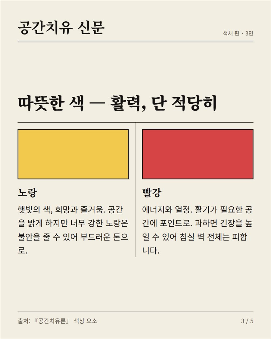 색채심리로 보는 따뜻한 색 노랑과 빨강의 활력