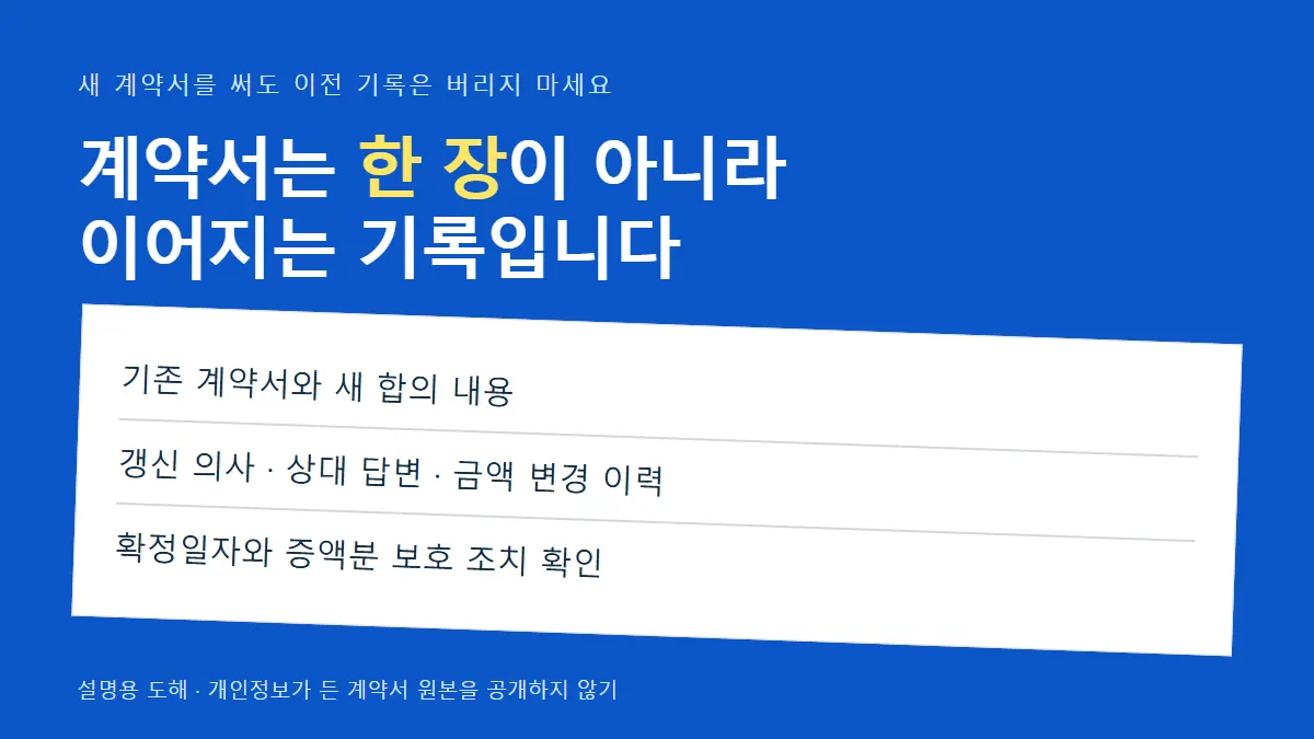 기존 계약서와 갱신 및 금액 변경 기록 보관