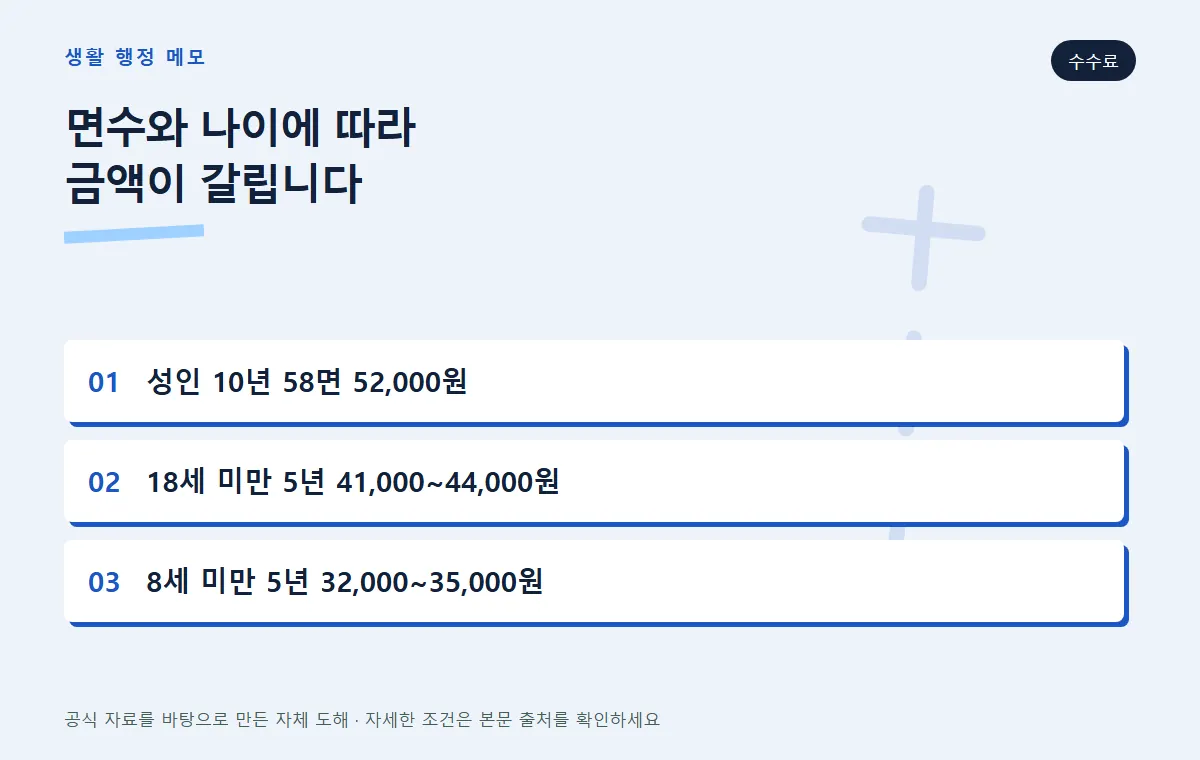 여권 종류별 수수료 비교