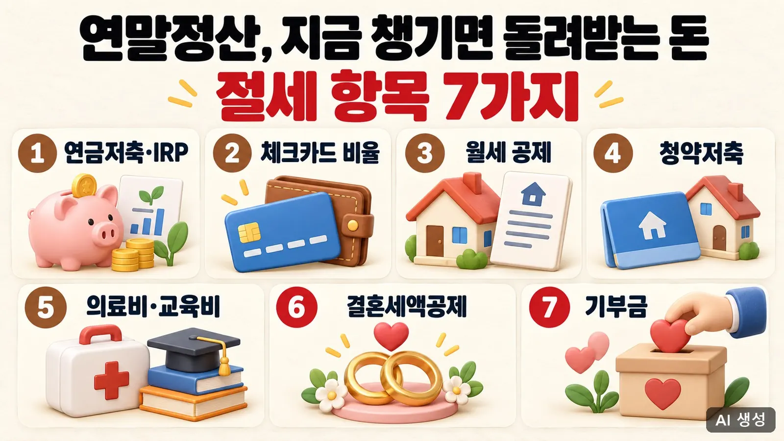 연말정산 절세 항목 7가지 대표 이미지 (AI 생성)